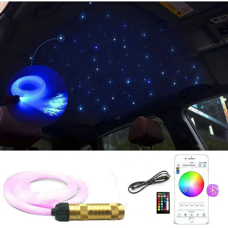 10W RGBW LED Luz De Fibra Óptica Telhado Do Carro Estrela Fonte Motor Inteligente Bluetooth APP Controle Som Remoto + Ca