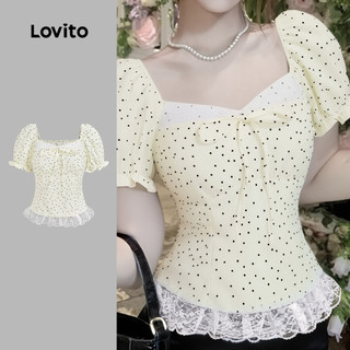 Lovito Casual Blusa Amarrar Primavera/verão Blusa Branca para Mulheres Bordado LK2LD331