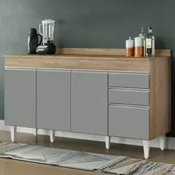 Balcão Gabinete para pia com Tampo 150cm Marrocos Castanho/Cinza - Lumil