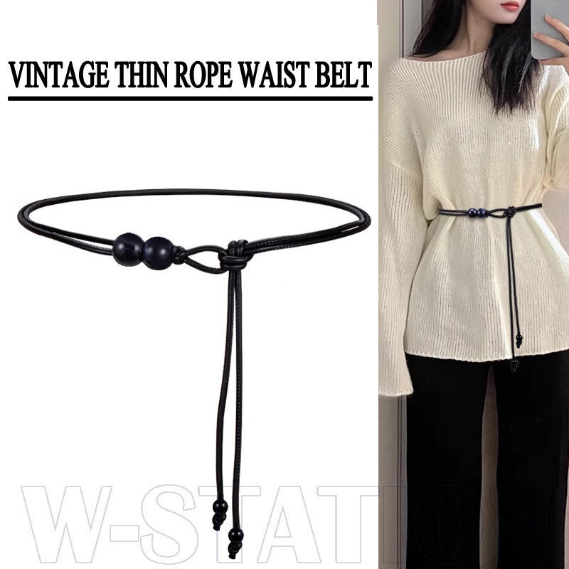 Cinto de corda vintage de 1/2 peça, adequado para vestidos - cinto com fivela de estilo moderno - cinto de couro ajustáv