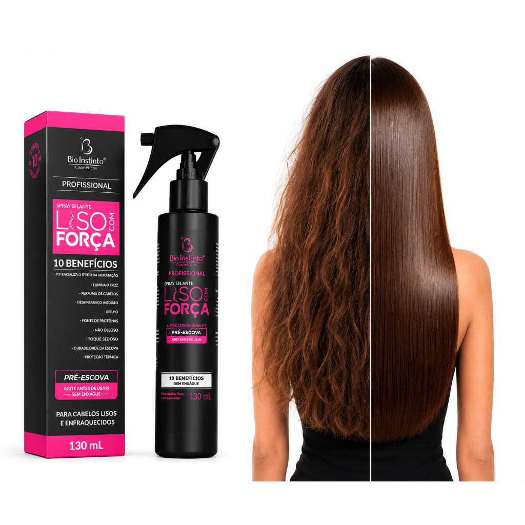 Protetor termico cabelo 10 em 1 Liso com Força Pré Escova Efeito de Salão 130ml