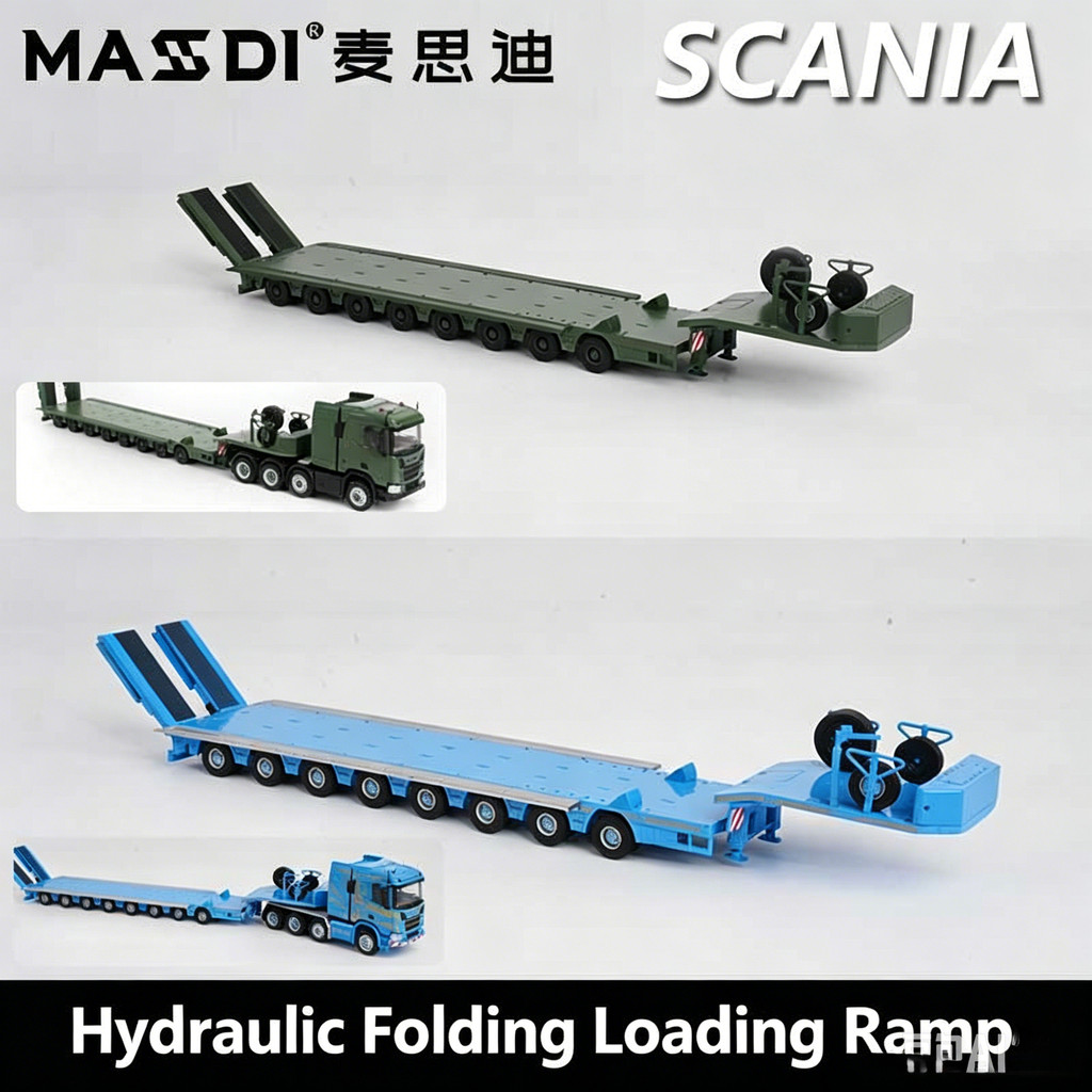 MASDI 1/64 Scania R500 R650 770S caminhão miniatura, rampa hidráulica dobrável, coleção e presente infantil masculino