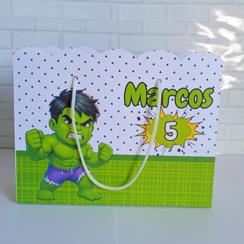 Sacolinha Personalizada Surpresa Hulk Baby (20x15x7cm)   Lembrancinhas de Aniversário - PEGUE E MONTE