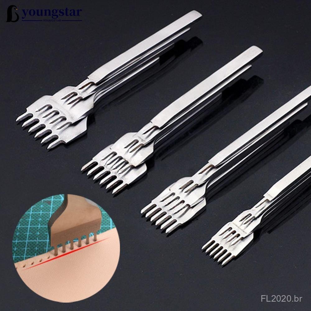 [1/2/4/6 Pontas] Ferramenta de Perfuração com Passo de 3,5/6mm, Cinzel para Metal e Couro, Furador de Buracos para Costu