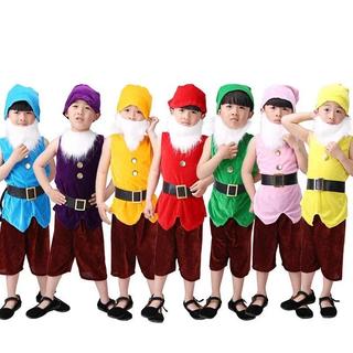 Crianças Neve Branca Sete Anões Traje Natal Dia Das Bruxas Mangas Curtas Trajes Cosplay Desempenho