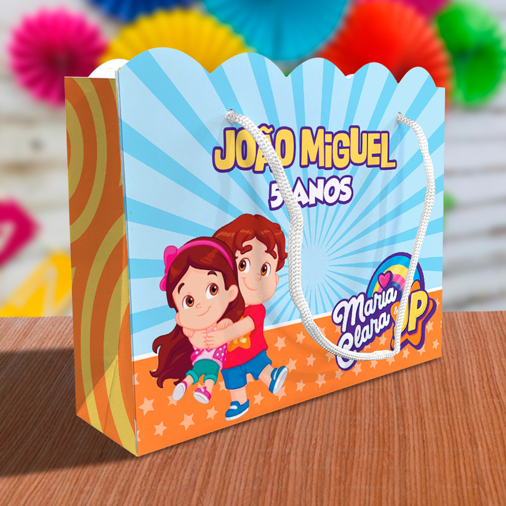 Sacolinha Maria Clara & JP Ondulada Personalizada Kit Festa Lembrancinha Sacola