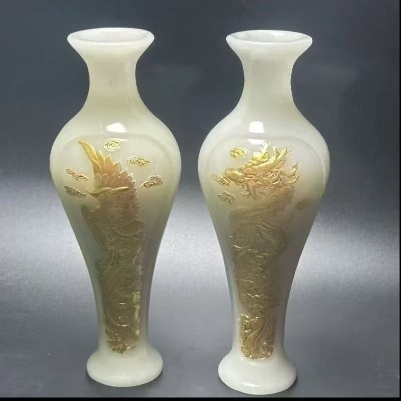 Dragão phoenix vaso luminoso ornamentos criativo dragão phoenix Chengxiang entrada sala de estar dourado antigo casa art