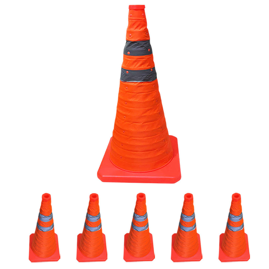 Cone Obra Retratil Segurança Kit 5 Uni Estrada Portatil Sinalizador Viario  Dobravel Pratico Balizador Rodovia Guarda