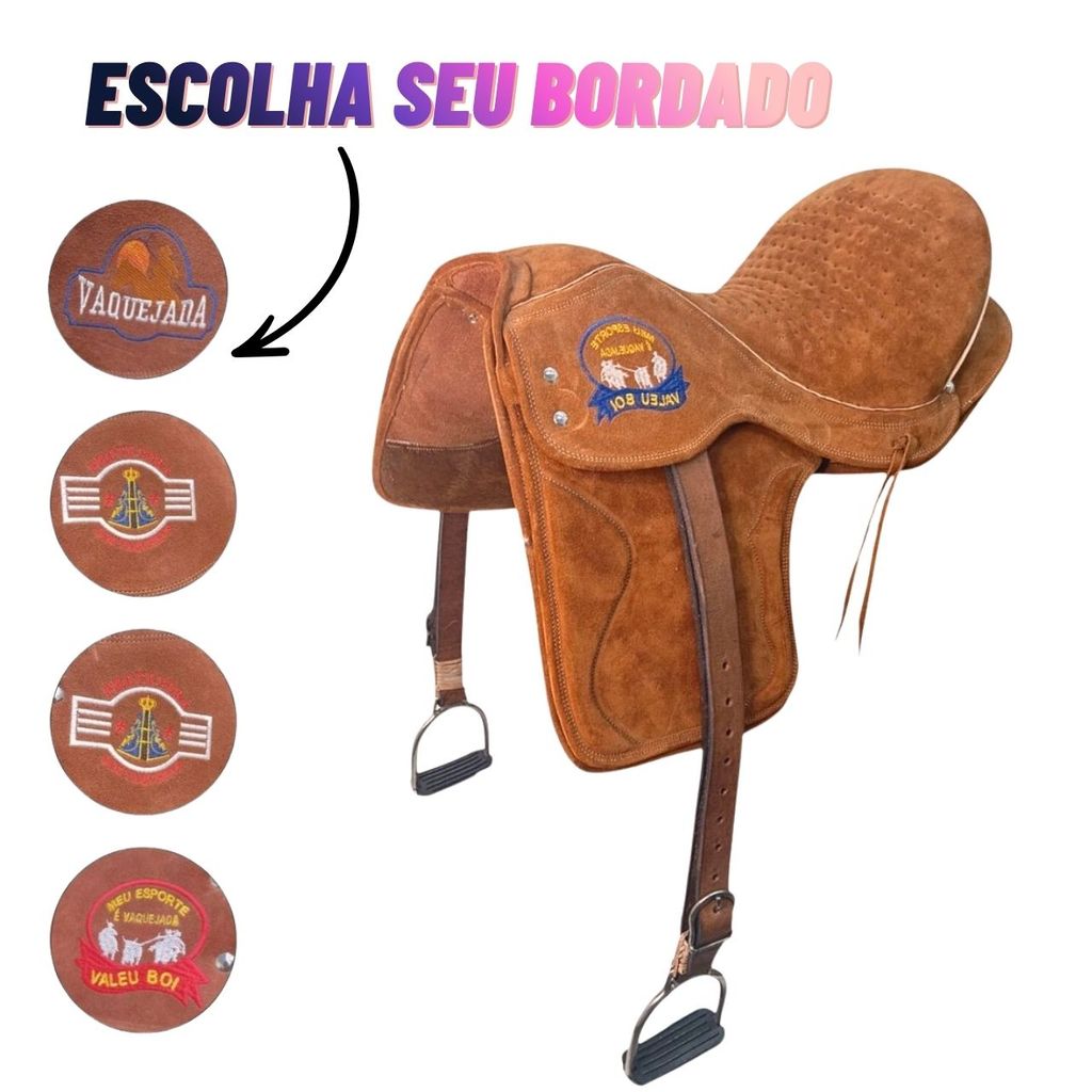 Sela Semi Profissional Vaquejada Cavalgada Marrom loro e estribo
