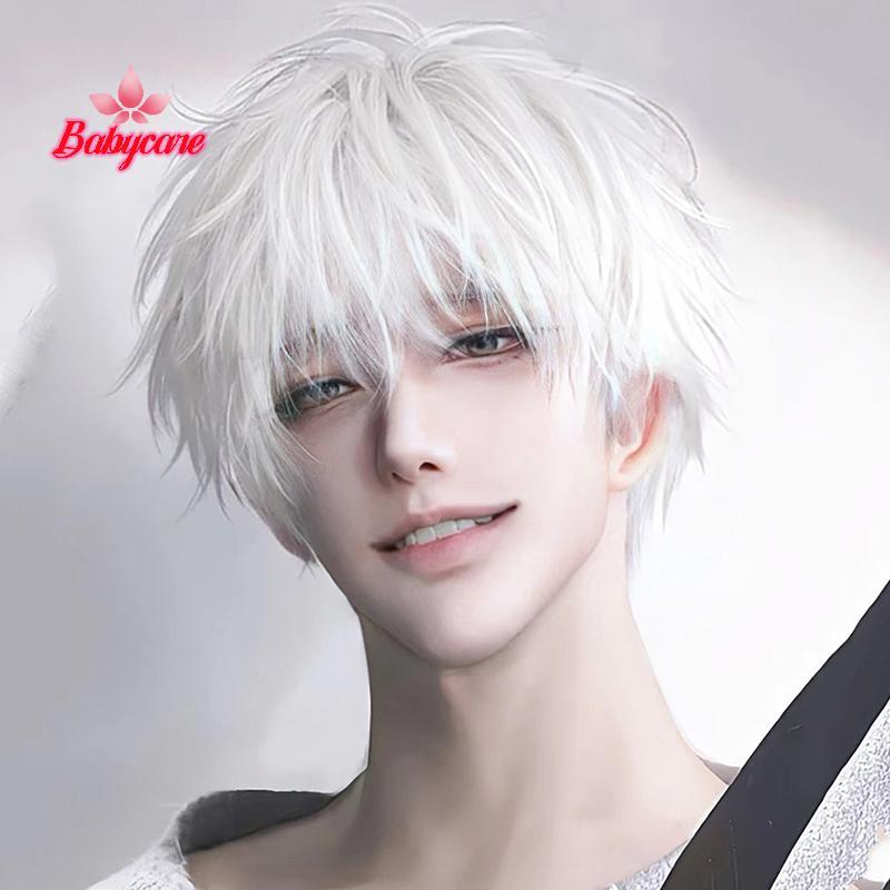 BYCE > Homens Anime Cosplay Peruca Masculina Curta Reta Traje De Cabelo Sintético Causa Perucas Resistente Ao Calor Do C