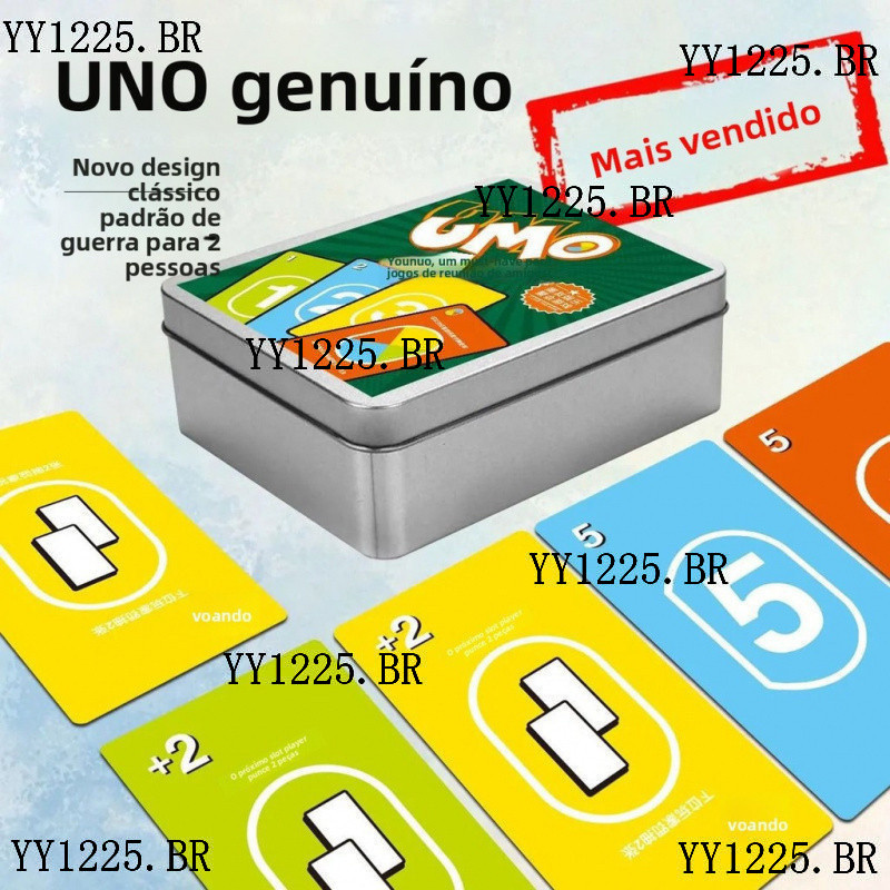 [Jogo 42] UNO UNO UNO Cartão Caixa de Ferro Genuíno Cartão Adulto Casual Jogo de Tabuleiro Multiplayer Jogo de Cartas UN