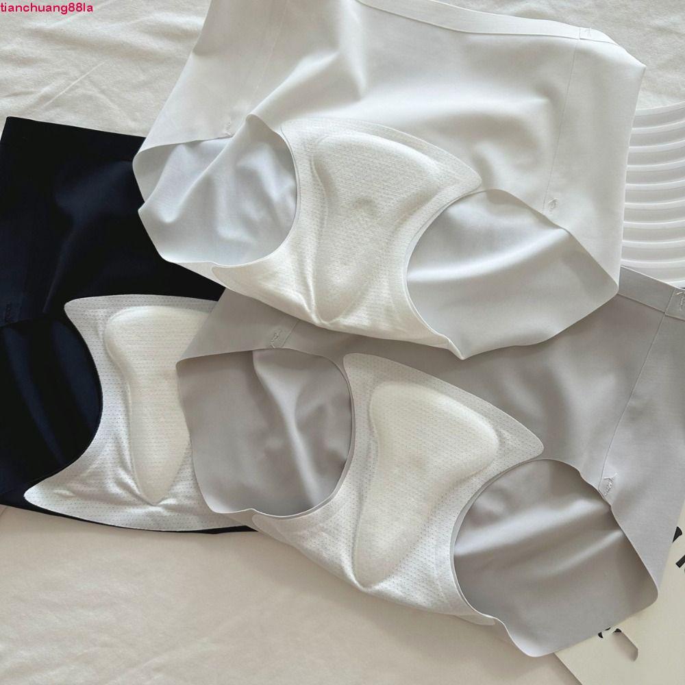 Cuecas Anti-Constrangimento TIANCHUANG , Roupa Íntima Invisível Fitness De Seda Gelada De Cintura Média , Sem Costura