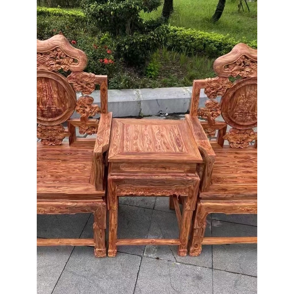 Huanghuali móveis de mogno huanghuali palácio cadeira anel cadeira conjunto de três peças cadeira mestre de madeira maci