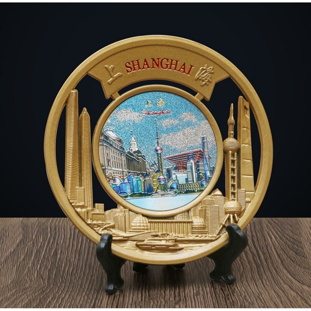 Shanghai característica pequenos presentes Oriental pérola marco placa de Metal decorações para casa reunião de negócios
