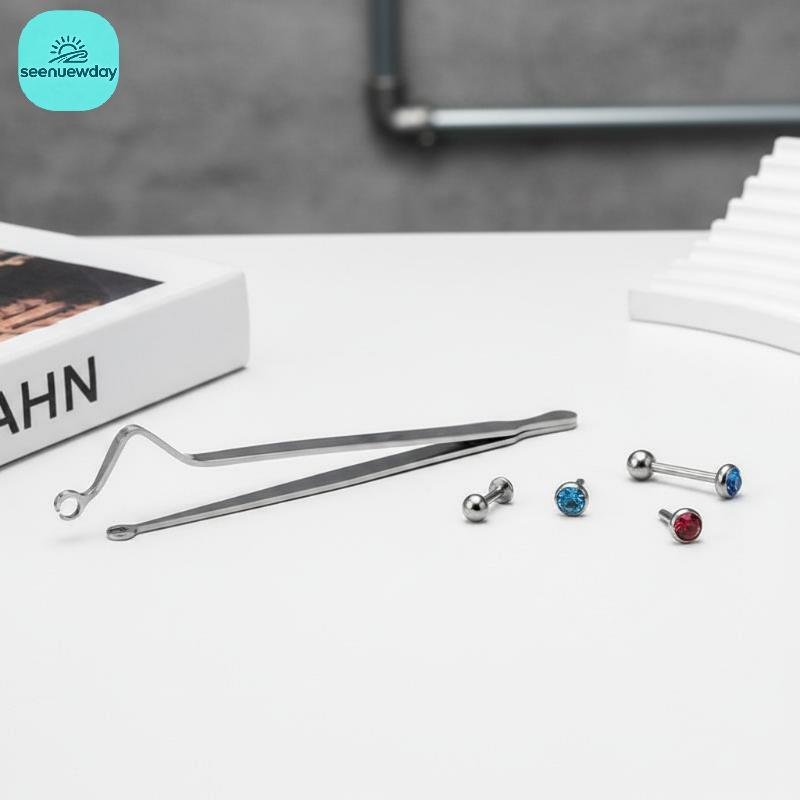 [seenuewday] Pinça De Piercing De Aço Inoxidável , Ferramenta De Braçadeira , Brinco De Unha Labial , Clipe De Punção ,