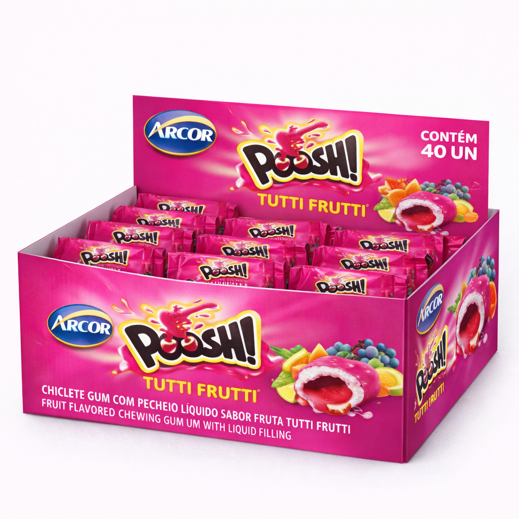 Chiclete Poosh Tutti Frutti - 40 Unidades