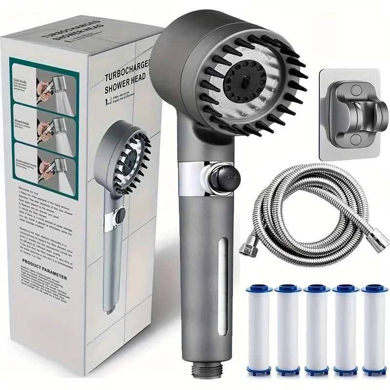 2025 Nova Cabeça De Chuveiro De Íon Com Filtro Portátil , Turbocompressor Vários Modos De Pulverização , Interruptor Lig