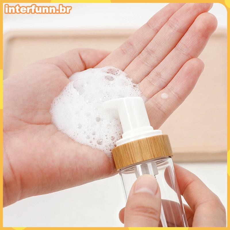 Dispensador Recarregável De Garrafa De Bomba De Espuma De Bambu INTER 150ml Para Shampoo , Sabonete , Desinfetante , Via