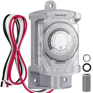 SURAIELEC Interruptor Temporizador Mecânico de 20 AMP para 24 Horas, para Caixas Elétricas Externas, Controle de Energia