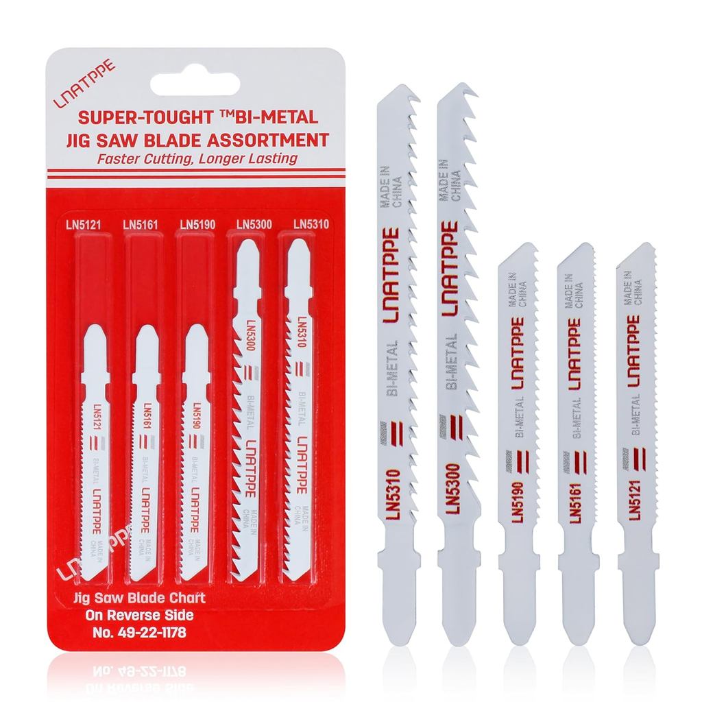 Conjunto de 5 Lâminas de Serra Tico-Tico 49-22-1178 para Corte de Metal/Madeira com Encaixe T da Milwaukee