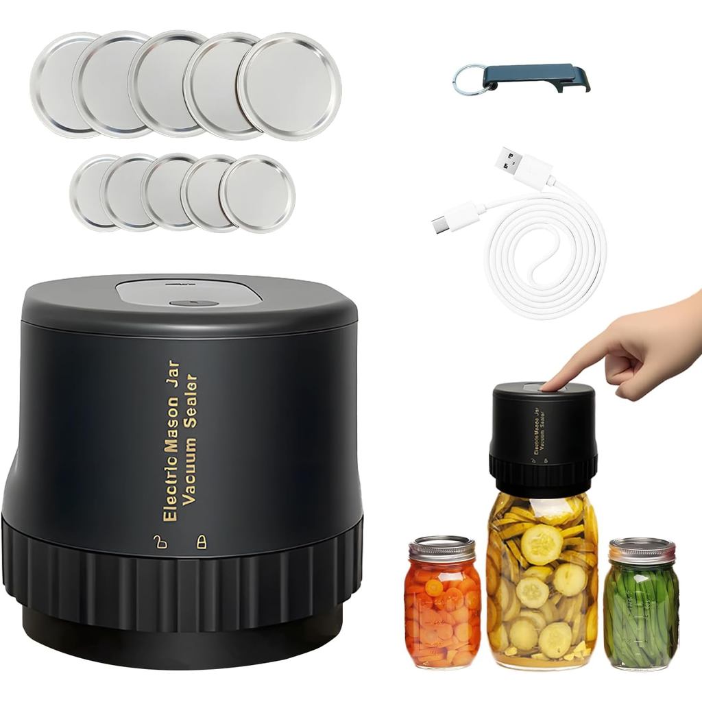 Máquina Seladora a Vácuo Automática de Alimentos com um Toque para Latas, Potes Mason e Recipientes, Seladora Elétrica P