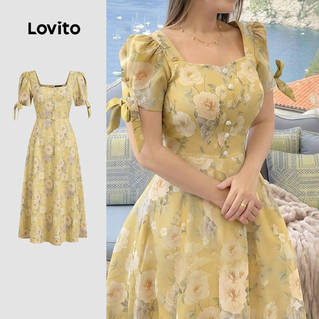 Lovito Vestido Boho com Zíper Vestido Feminino de Primavera/Verão LK6ED164