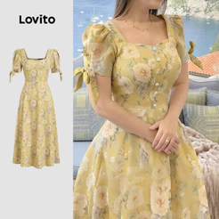 Lovito Vestido Boho com Zíper Vestido Feminino de Primavera/Verão LK6ED164