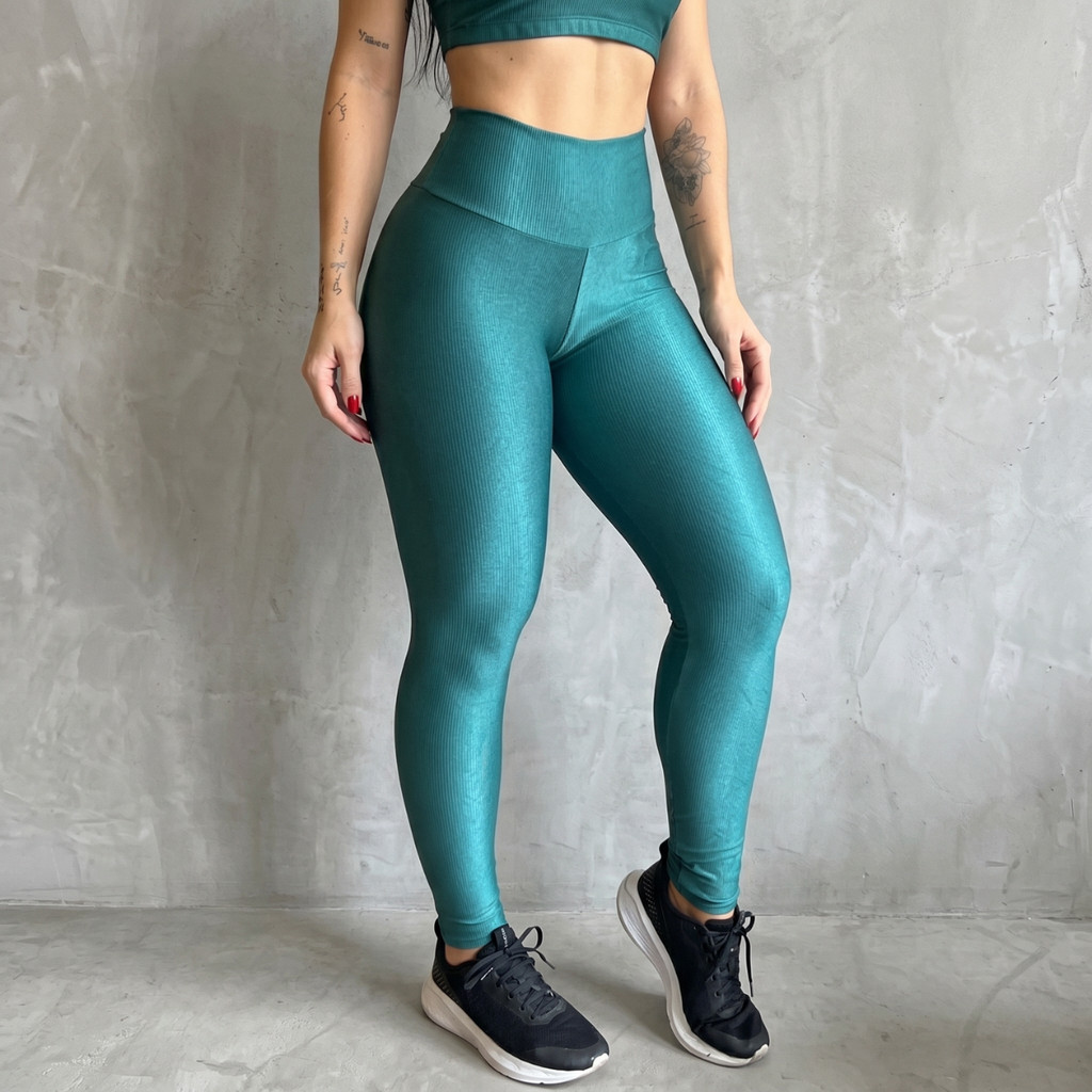 Calça Legging PLUS SIZE Canelada de Academia Cintura Alta Levanta Empina Bumbum Feminina Leg Ginástica Fitness Feminino