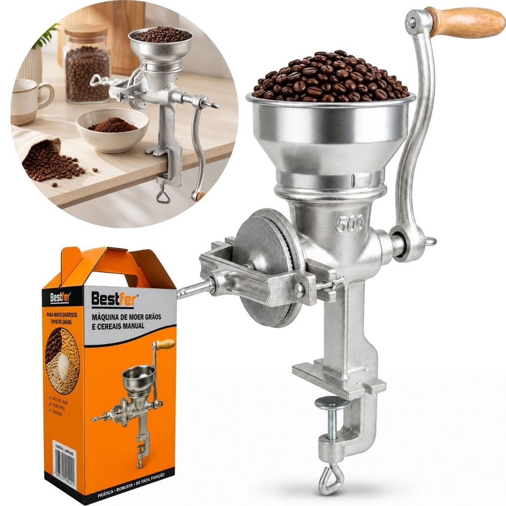 Máquina Manual de Moer Grãos Moinho Bestfer Café Soja Cereais