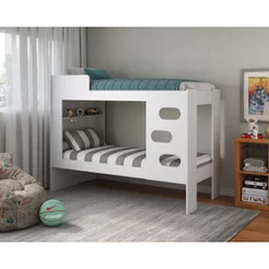 Beliche Solteiro com 1 Prateleira Floripa Branco Branco