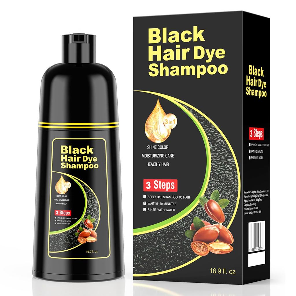 Shampoo Tintura de Cabelo Preto KAISASA 3 em 1, Shampoo Colorante para Cobrir Cabelos Brancos para Mulheres e Homens (16