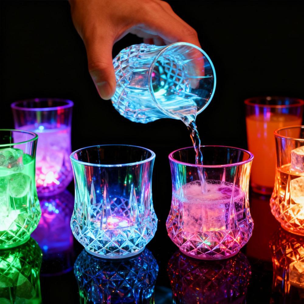 TKEY Vinho Copo Luminoso Automático De Água Tinto Cerveja Uísque Vidro Novo LED Piscando Festa Decoração Fornecimento K4