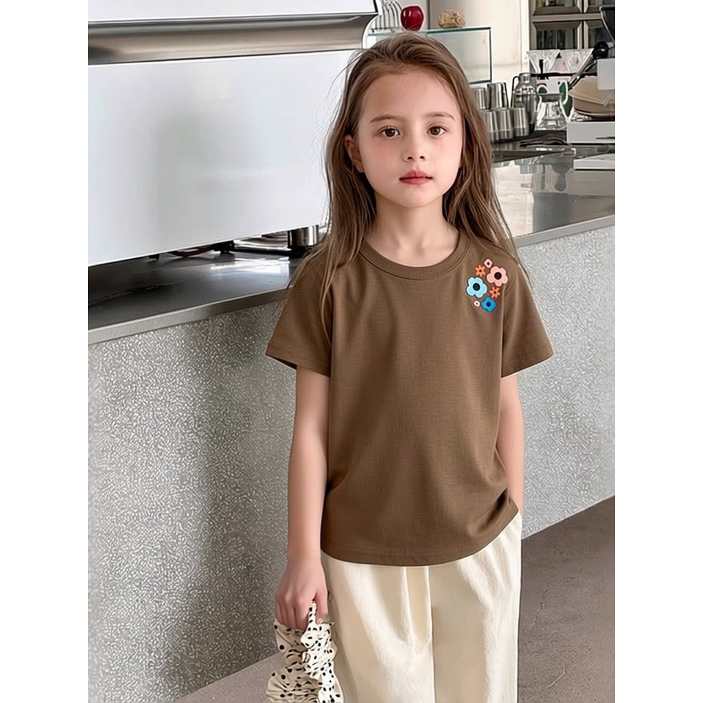 Marca de comércio exterior roupas infantis versão coreana topo verão novo estilo crianças de manga curta camiseta femini