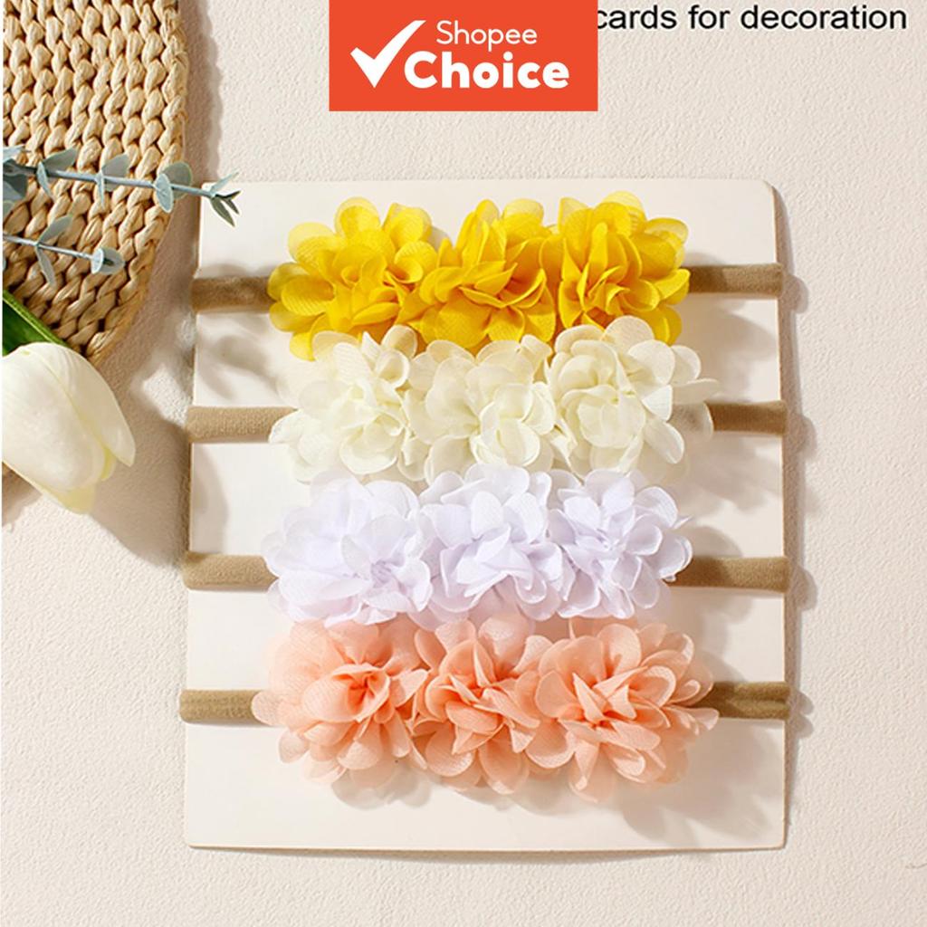Tiara De Flor De Chiffon Para Bebês Meninas , Faixa De Cabelo Infantil Macia E Elástica , Chapéu Floral Fofo Recém-Nasci