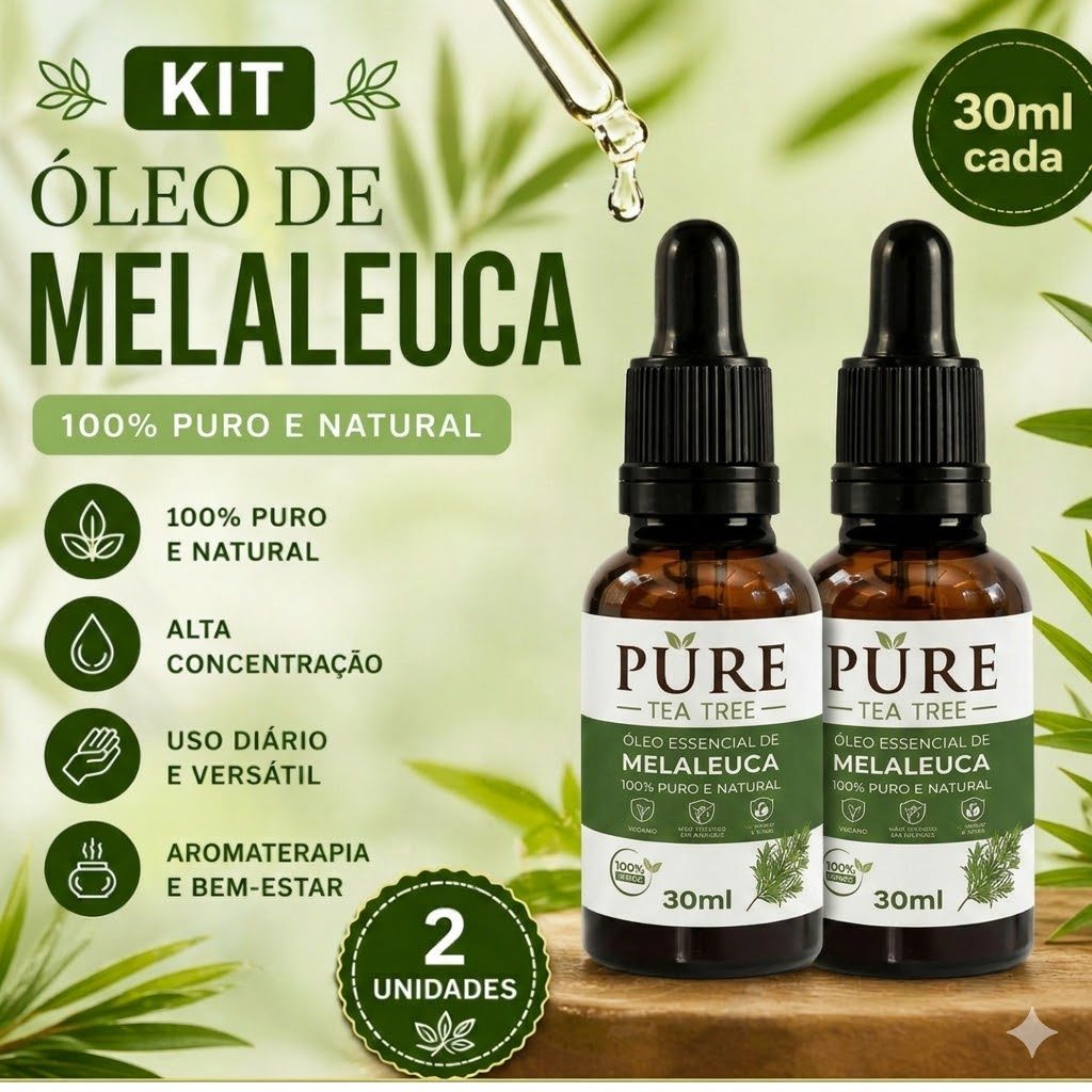 Kit 2 Óleos de Melaleuca 100% Puro – Rotina de Cuidados 30ml cada