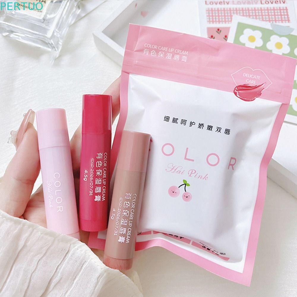 Batom Que Muda De Cor PERTUO , Creme Anti-Ressecamento Para Remoção De Pele Morta , Brilho Labial Sólida