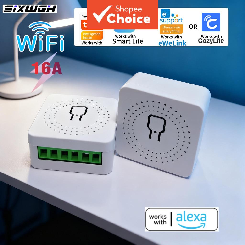 Interruptor Mini WiFi Inteligente 16A para Luzes, Módulo DIY Compatível com Alexa e Google Home, Aplicativo Smart Life