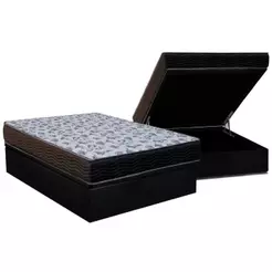 Cama Box Baú Casal: Colchão Anatômico Ortobom D33 / ISO 100 Ultra Firme + Base CRC Suede Black(138x188)