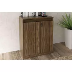 Balcão de Escritório ME4149 c/ 2 Portas c/ Chave Nogal - Tecno Mobili