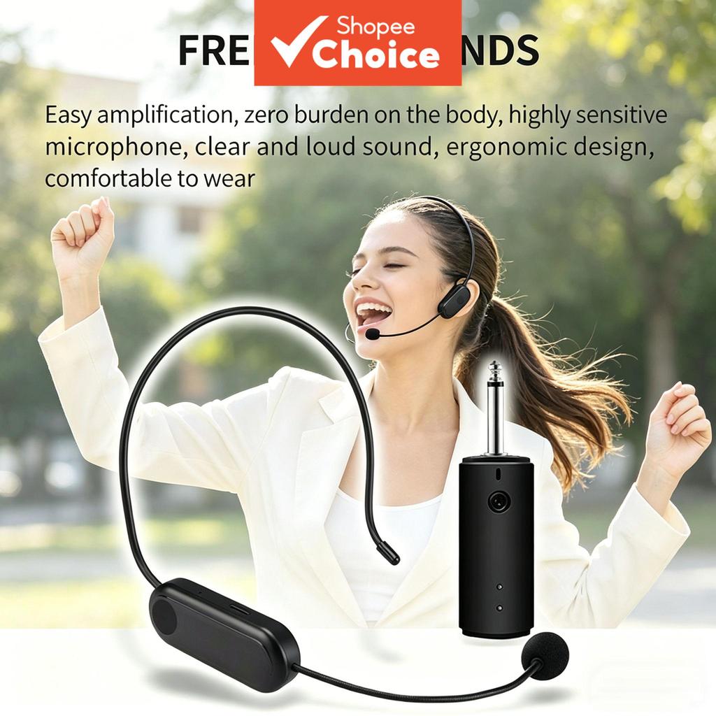 Microfone de fone de ouvido sem fio 2.4G Receptor recarregável para amplificador de voz Caixa de som Professor Pro