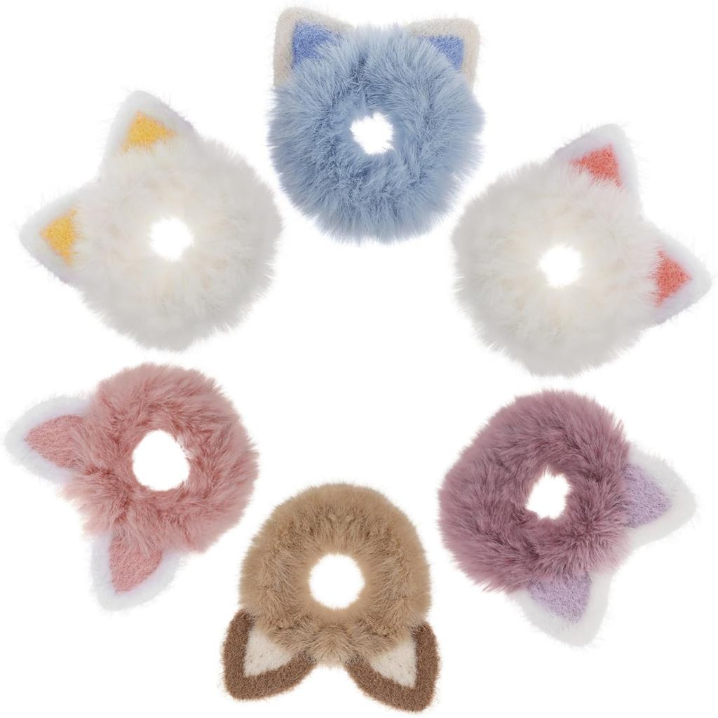 LIFKOME Elásticos de Cabelo com Orelhas de Gato, Pacote com 6, Elásticos Macios para Rabo de Cavalo, Faixas de Cabelo El