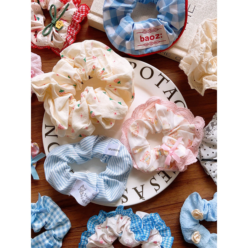 Estilo coreano crianças primavera verão tecido impresso bandana pai-filho dos desenhos animados cetim anel de cabelo sal