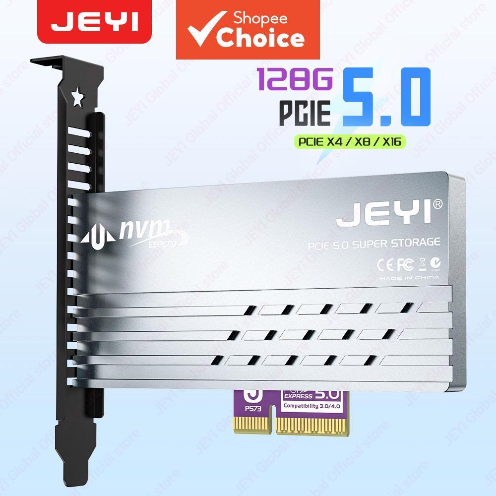 JEYI Adaptador PCIe 5.0 para M.2 NVMe, placa de conversão PCIe X4/X8/X16 para SSD M2 com dissipador de calor de alumínio