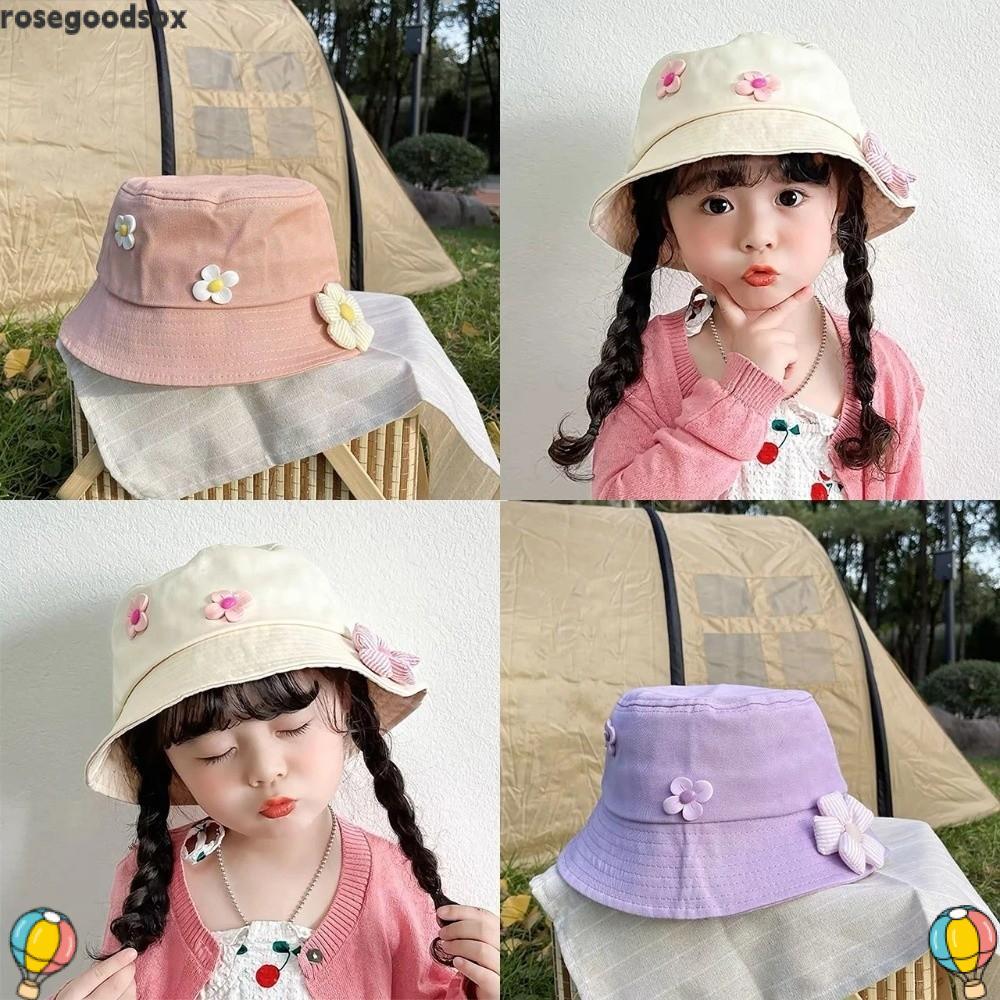 Boné De Bacia De Topo Plano ROSEGOODSOX , Chapéu De Pescador Infantil Com Flores Ao Ar Livre , Chapéus De Balde Para Beb