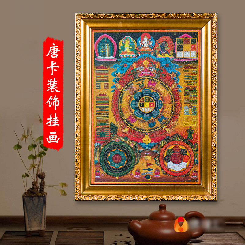 Estátua de Bronze thangka moldura de foto Mural zodíaco Jiugong Bagua imagem thangka moldura decorativa pendurada