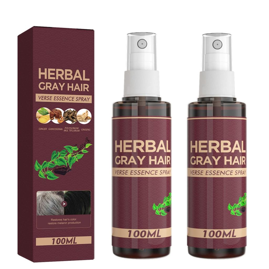 2 Frascos de Spray Capilar Herbal Essence, Spray Essência para Cabelos Grisalhos, Condicionador Escurecedor de Cabelo, R
