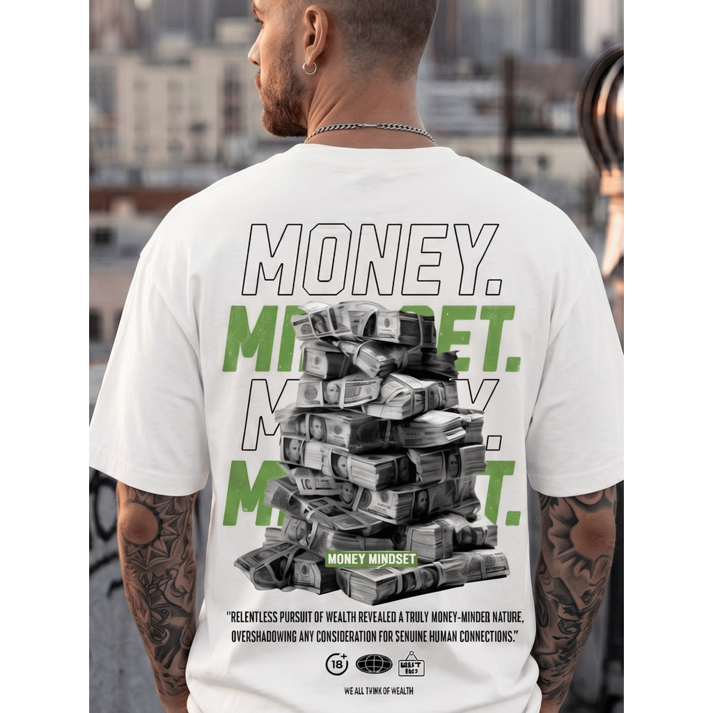 Camiseta Masculina Oversized Money Streetwear Moda Masculino Estampada Manga Curta Casual Premium