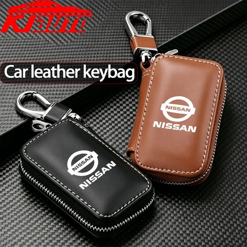 Capa Protetora Para Chave De Carro Em Couro Nissan Com Chaveiro Navara Nismo Almera Terra XTrail Kicks Livina Teana Sent