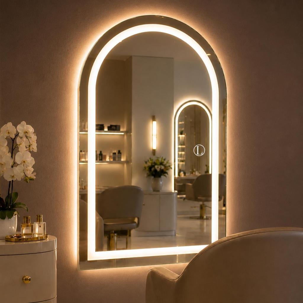 Espelho Lopazzi Oval Jateado 3 Cores De Led Botão Touch 90x60cm para Lavabo, Salão, Penteadeira e Hall