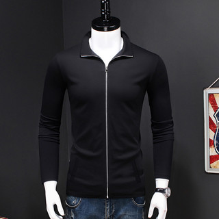 2025 primavera outono camiseta de manga comprida masculina fino ajuste na moda meia gola alta jaqueta duplo mercerizado 